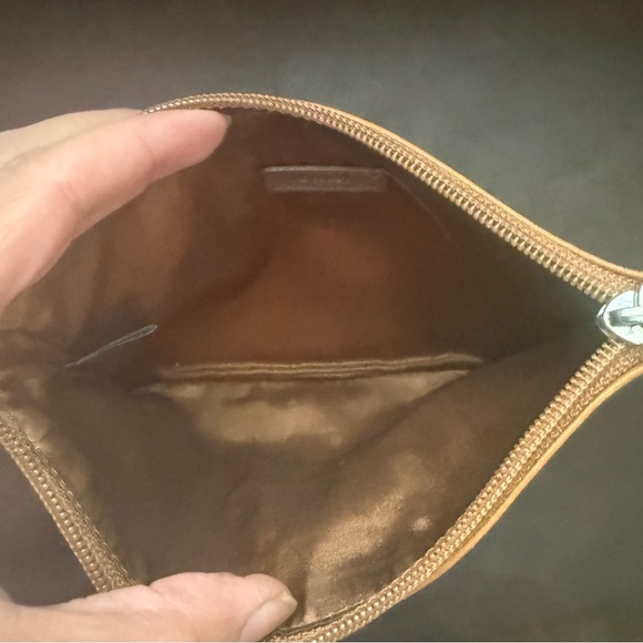 Donna Karan New York black leather pouch or wristlet with leather strap handle - Picture 4 of 5